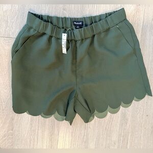 Madewell Olive Green Scalloped Hem Women's Shorts